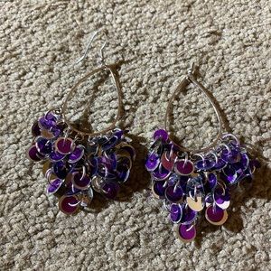 Purple and silver sequin earrings